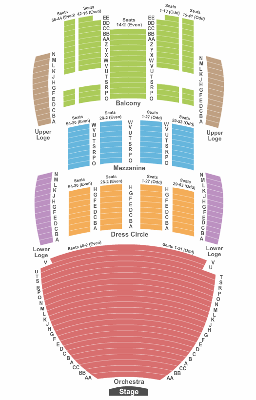 San Diego Civic Theatre SIX Seating Chart